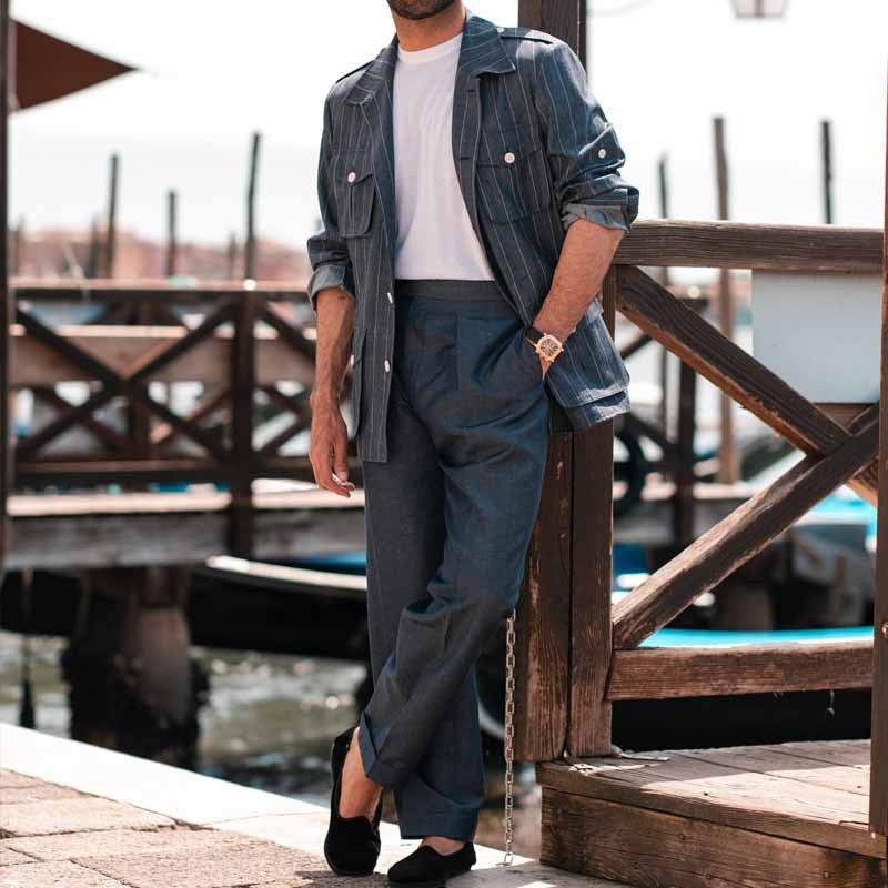 Men's modern striped utility jacket Lisslune