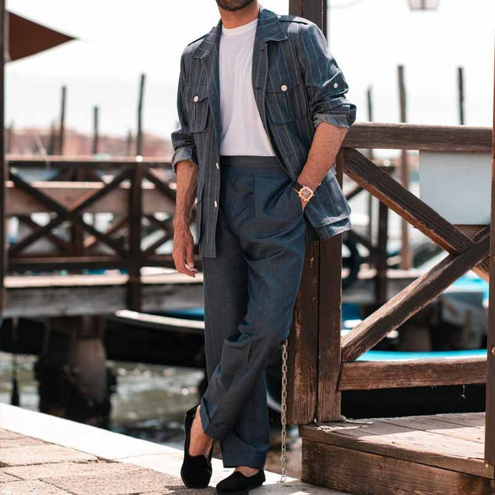 Men's modern striped utility jacket Lisslune