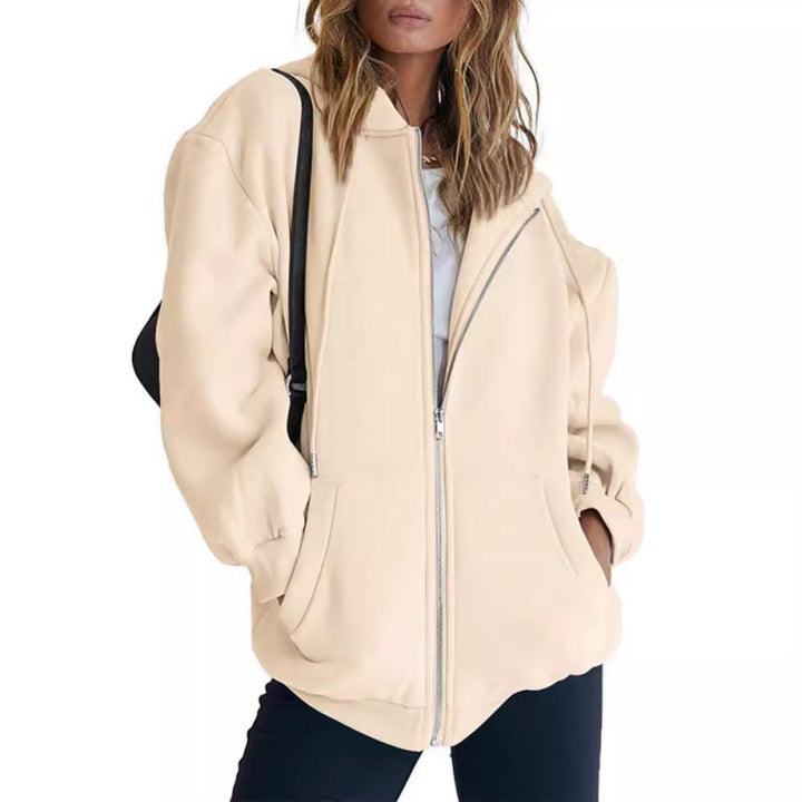 Women Oversize Hoodie Jacket with High Collar Lisslune
