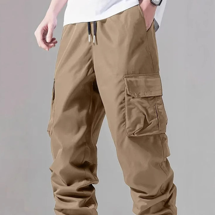 Men's cargo pants with elastic waistband and multifunctional pockets Lisslune
