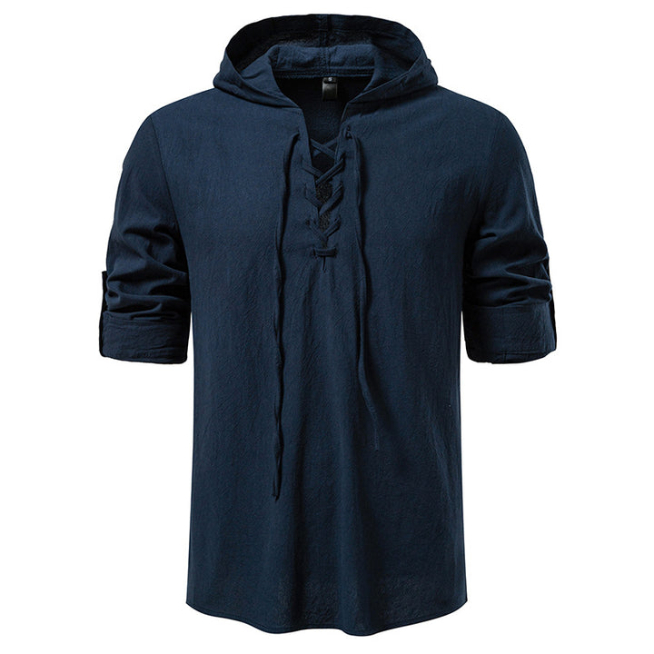 Men's hooded top with unique lacing design Lisslune