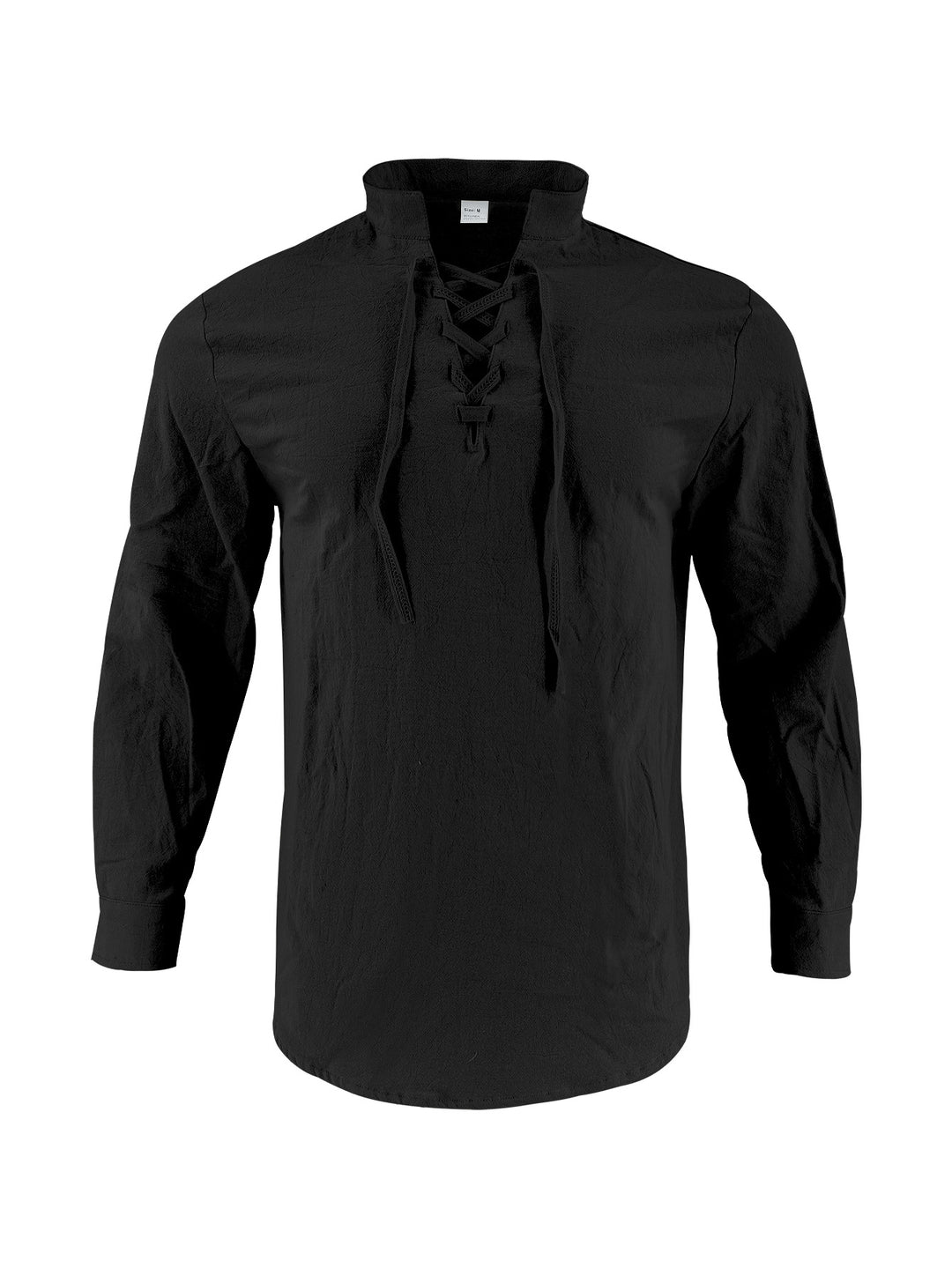 Men's long-sleeved shirt with trendy lacing and stand-up collar Lisslune
