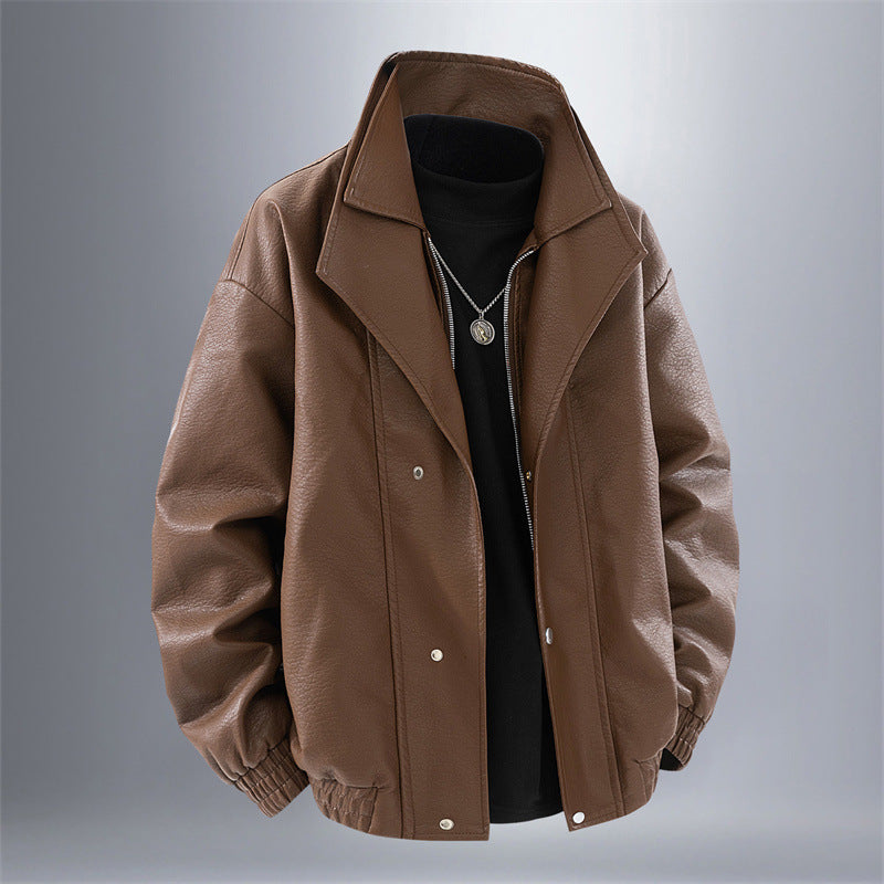 Men's Fashionable Synthetic Leather Jacket In A Casual Cut Lisslune