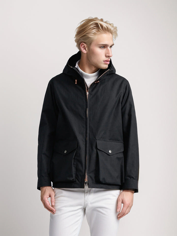 Men's durable multifunction jacket with adjustable hood collar and spacious pockets Lisslune
