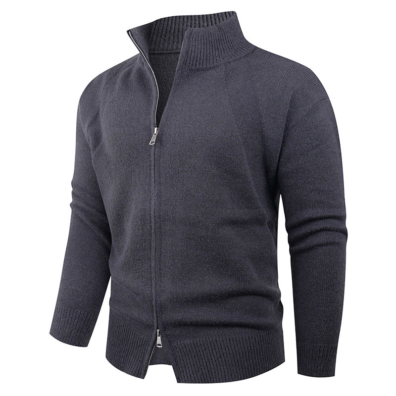 Men's high-quality cardigan with modern zipper and raised collar Lisslune