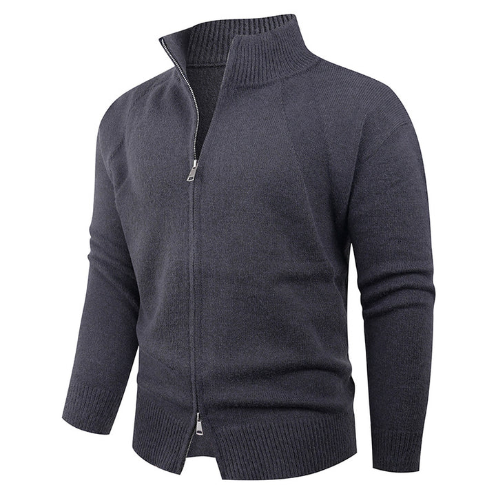 Men's high-quality cardigan with modern zipper and raised collar Lisslune