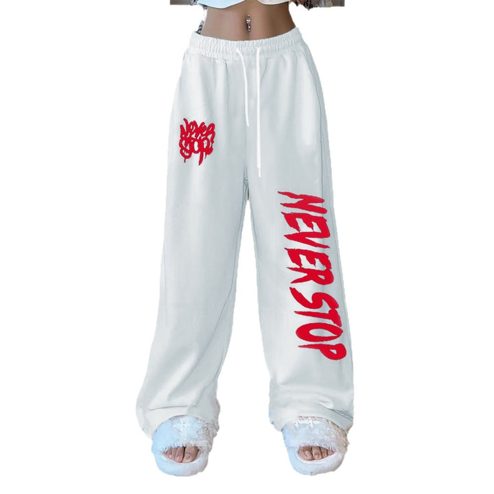 Women's casual pants in a relaxed oversized style with eye-catching graphic print Lisslune