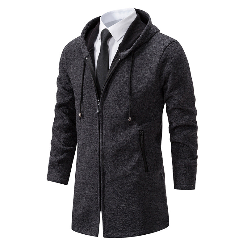 Men's Elegant Sweatshirt Jacket with Practical Zipper and Hood Lisslune