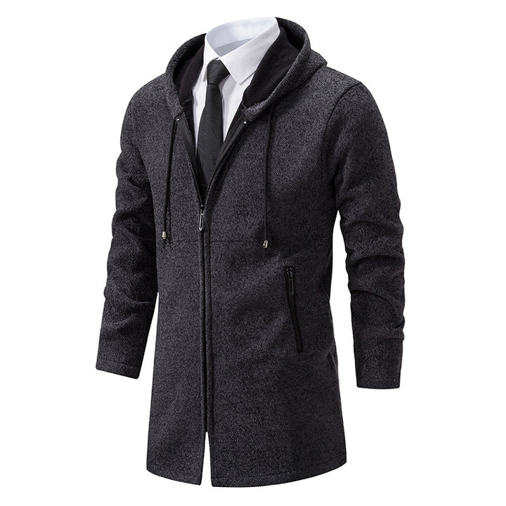 Men's Elegant Sweatshirt Jacket with Practical Zipper and Hood Lisslune