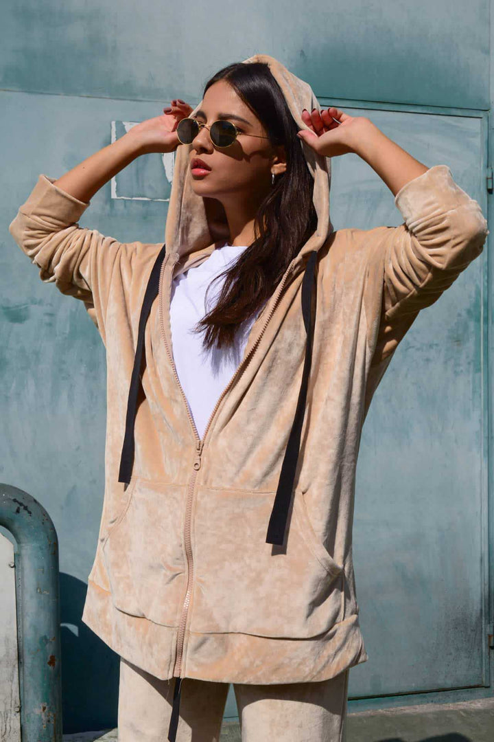 Women's Oversized Hooded Jacket made of soft Velour Lisslune