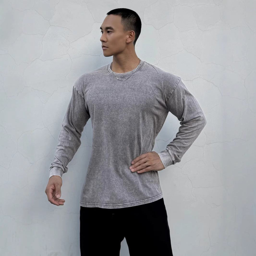 Men's long sleeve shirt made of soft cotton blend with trendy stone wash effect Lisslune