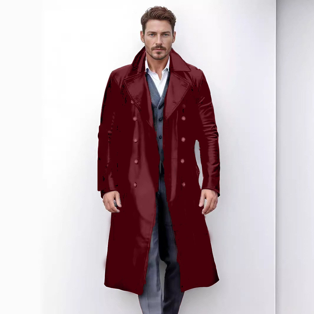 Men Elegant and Timeless Trench Coat with Double Button Placket Lisslune