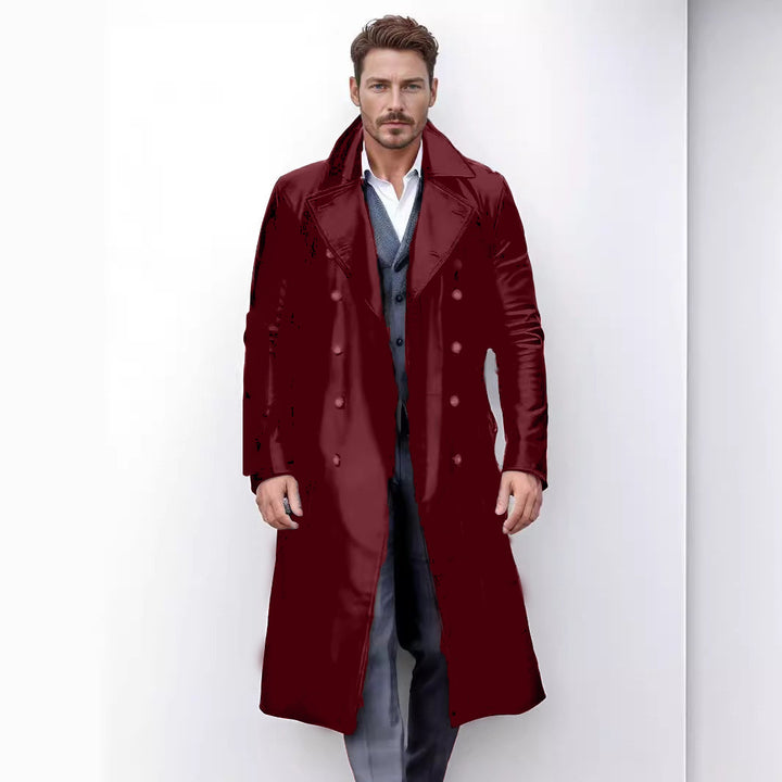 Men Elegant and Timeless Trench Coat with Double Button Placket Lisslune
