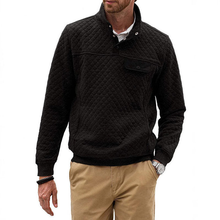 Men's sporty fleece pullover with practical zip and button placket Lisslune