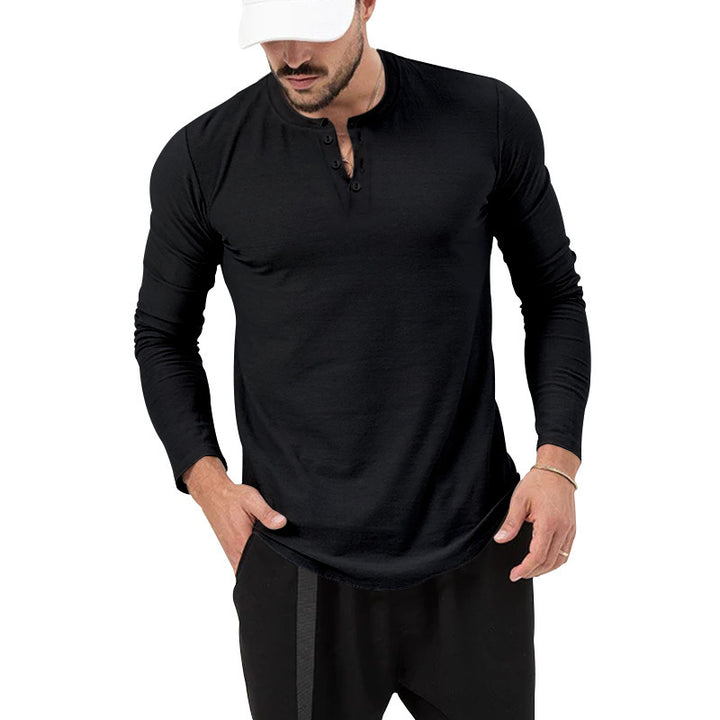 Men's Long Sleeve Henley Shirt with Stylish Button Closure Lisslune
