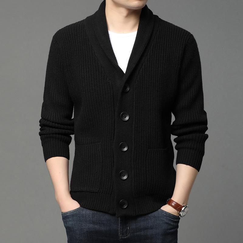 Men's cozy knit cardigan with stylish collar and functional pockets Lisslune