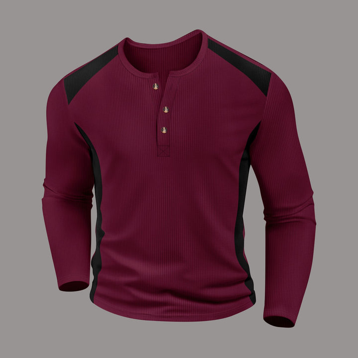 Men's long sleeve shirt with fashionable buttons and textured fabric Lisslune