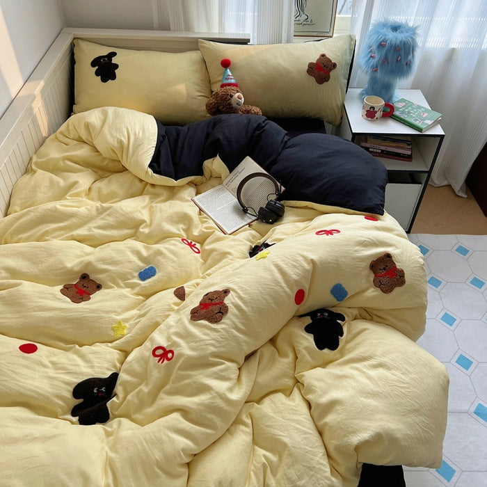 Rynx | New Style Fresh Towel Embroidery Set Skin-friendly Washed Cotton Cute Cartoon Four-piece Set Girl Heart Kit