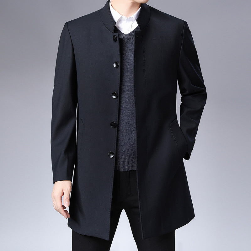 Men's Stylish Coat with Modern Buttons and High Collar Lisslune
