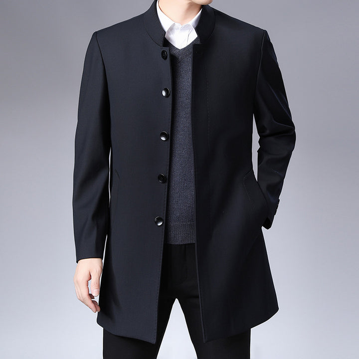 Men's Stylish Coat with Modern Buttons and High Collar Lisslune