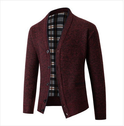 Men's elegant knitted cardigan with check pattern Lisslune