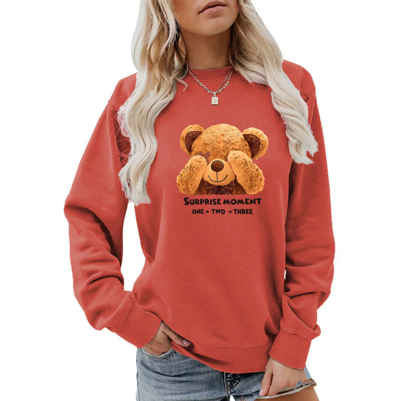 Women's leisure sweater with cute bear design Lisslune