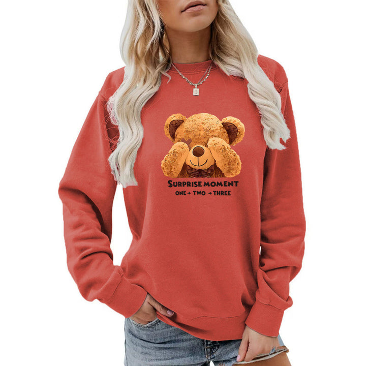 Women's leisure sweater with cute bear design Lisslune