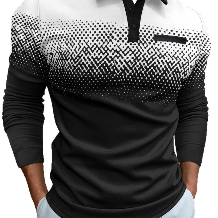 Men's polo shirt with modern gradient and stylish contrast details Lisslune
