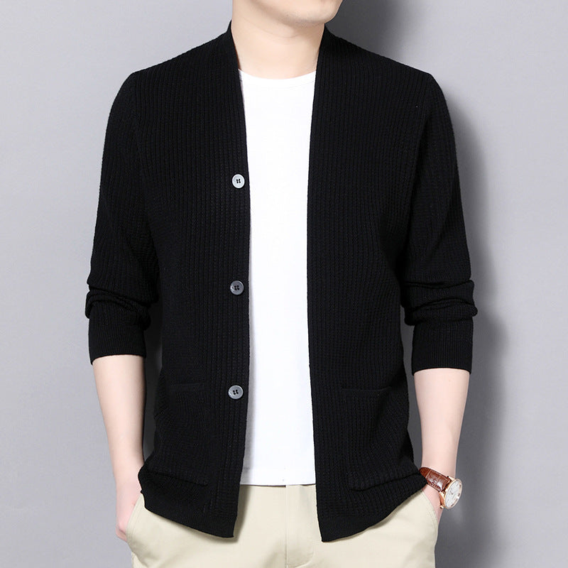 Men's Cardigan with Open Cut and Practical Pockets Lisslune