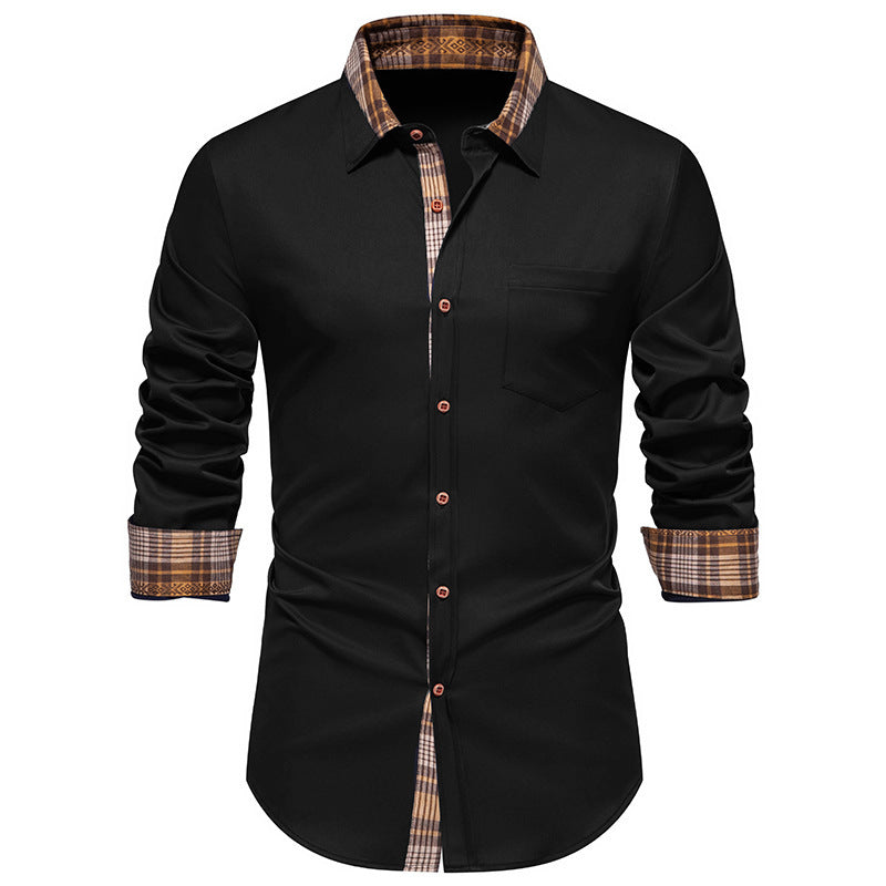 Men's Elegant Long Sleeve Shirt with Contrast Details Lisslune