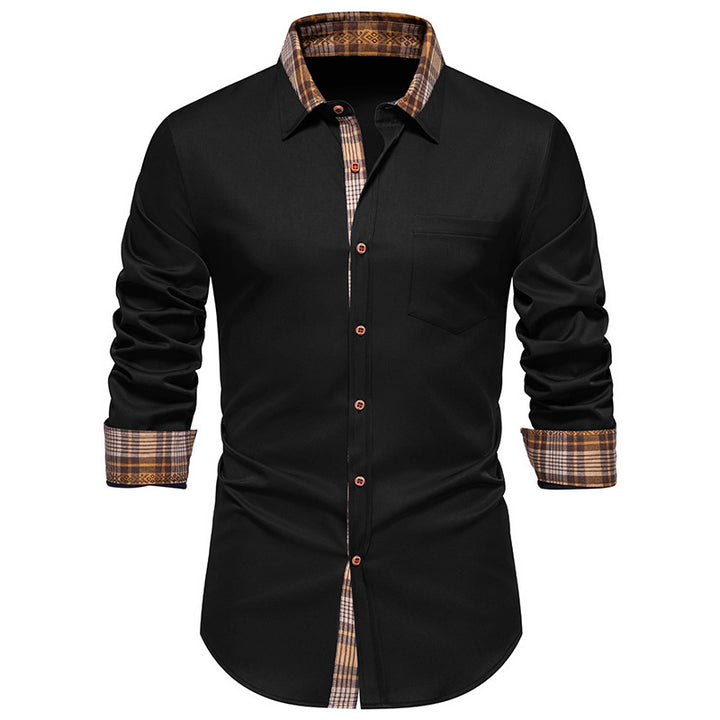 Men's Elegant Long Sleeve Shirt with Contrast Details Lisslune