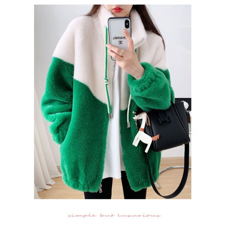 Women’s plush jacket with high closing collar and practical zippered pockets Lisslune