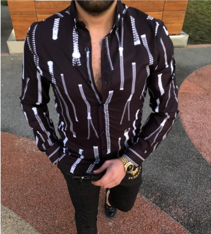 Men's shirt with modern geometric pattern and tailored fit Lisslune
