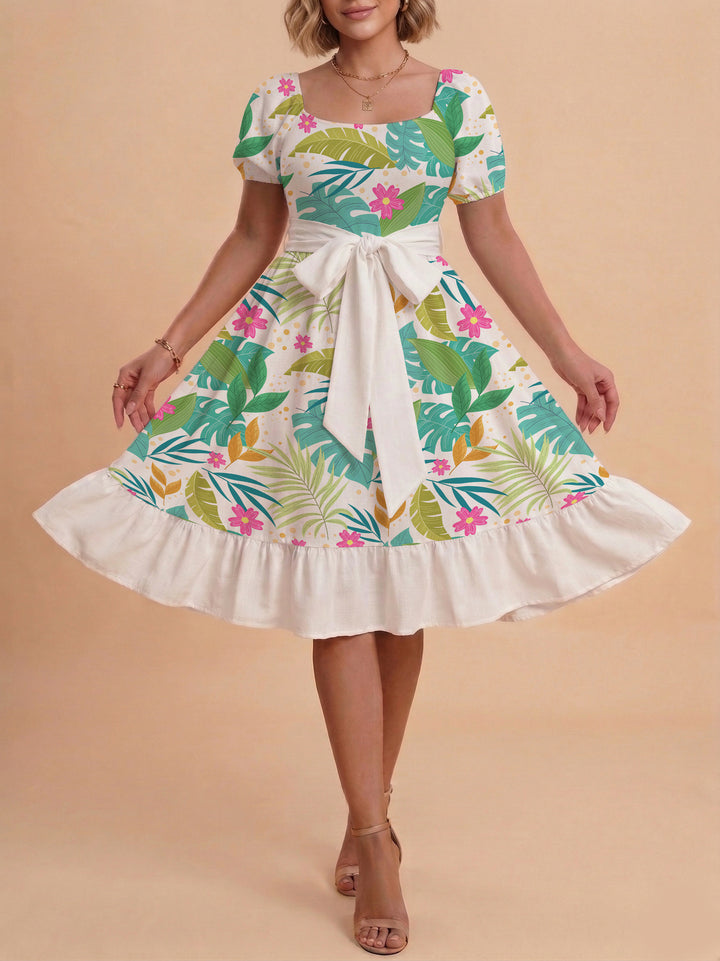 Women's dress with tailored fit and playful floral pattern Lisslune