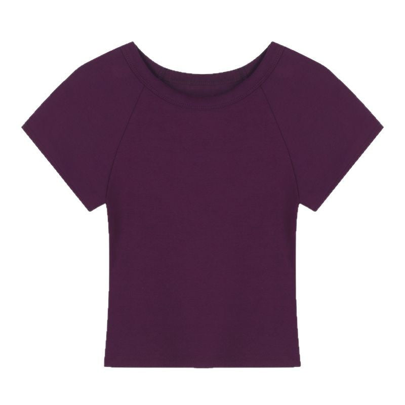 Ladies Cropped T-Shirt with fashionable round neck and casual design