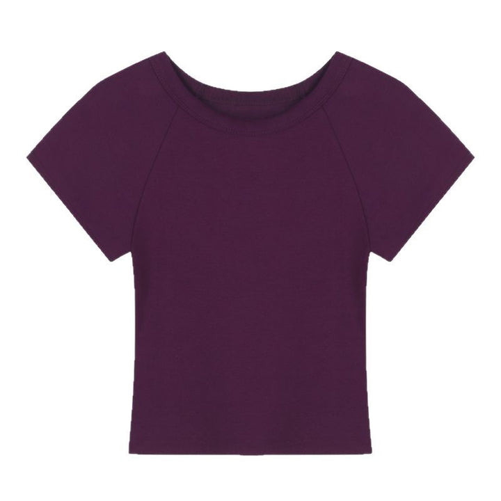 Ladies Cropped T-Shirt with fashionable round neck and casual design