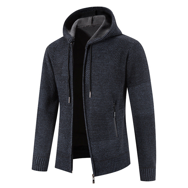 Men's cardigan with hood and modern structural elements Lisslune