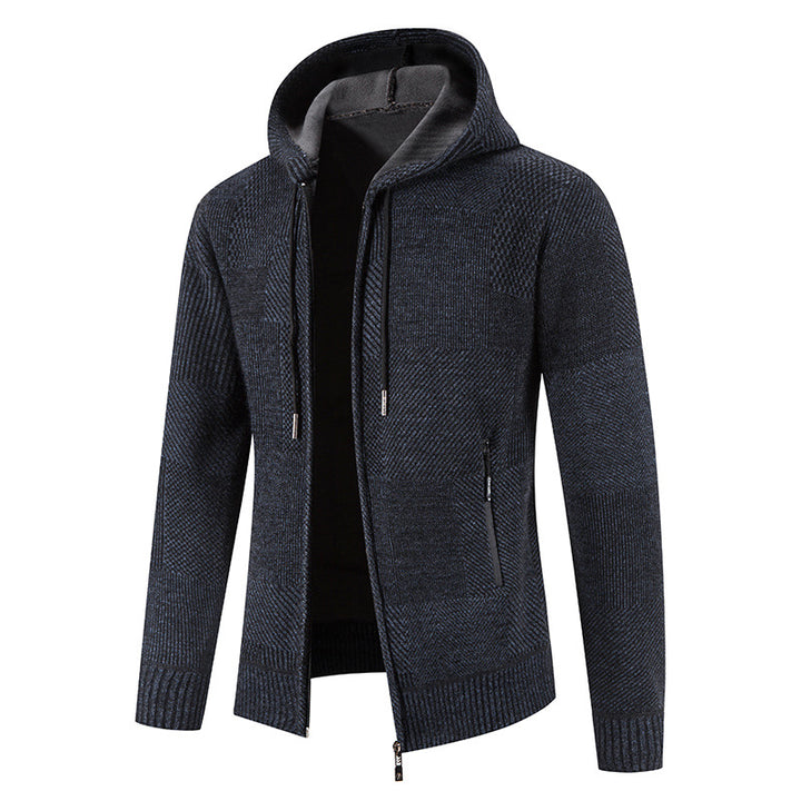 Men's cardigan with hood and modern structural elements Lisslune
