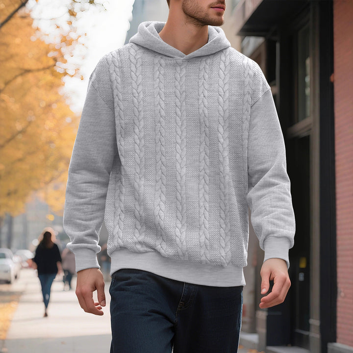 Men's hoodie with textured knit pattern and fashionable accents Lisslune