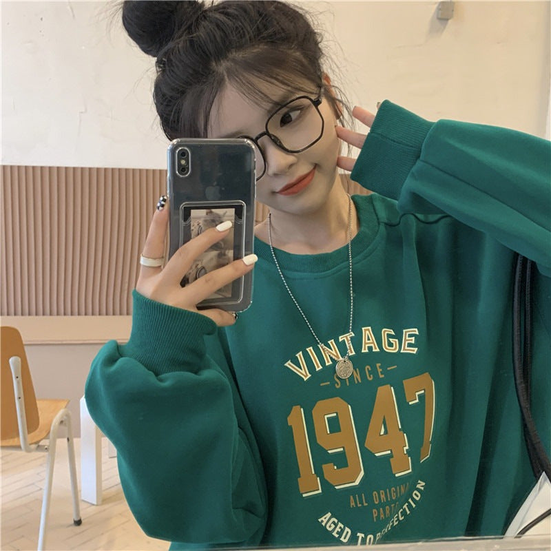 Women's Casual Oversized Sweatshirt with Vintage Print Lisslune
