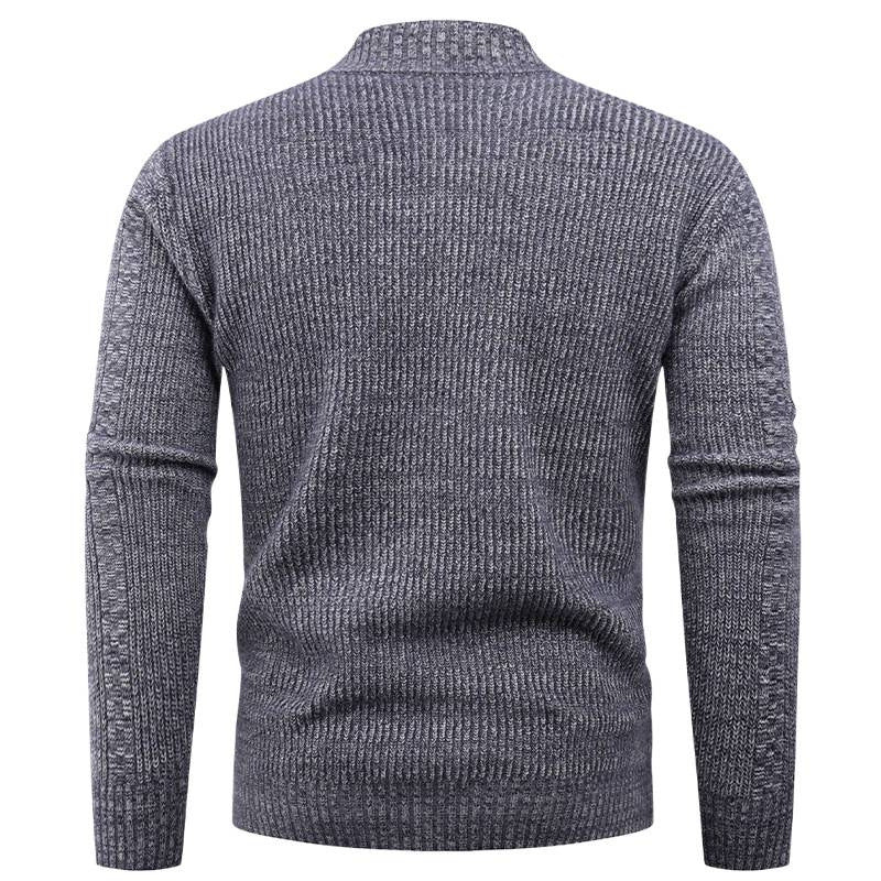 Men's knitted sweater with stand-up collar and full-length zipper Lisslune