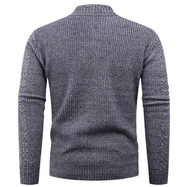 Men's knitted sweater with stand-up collar and full-length zipper Lisslune