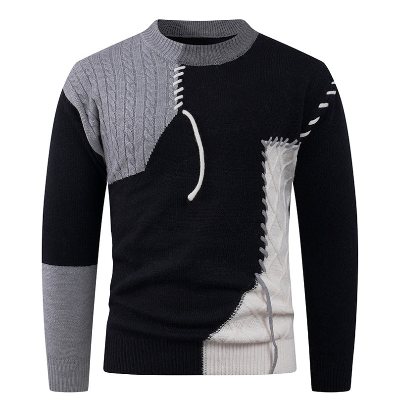 Men's fashionable knitted sweater with asymmetric cable pattern Lisslune
