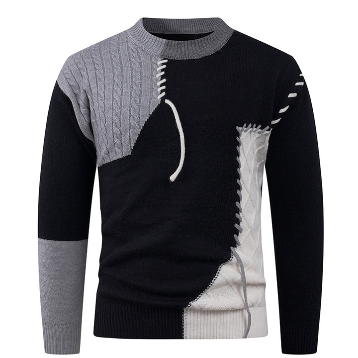 Men's fashionable knitted sweater with asymmetric cable pattern Lisslune