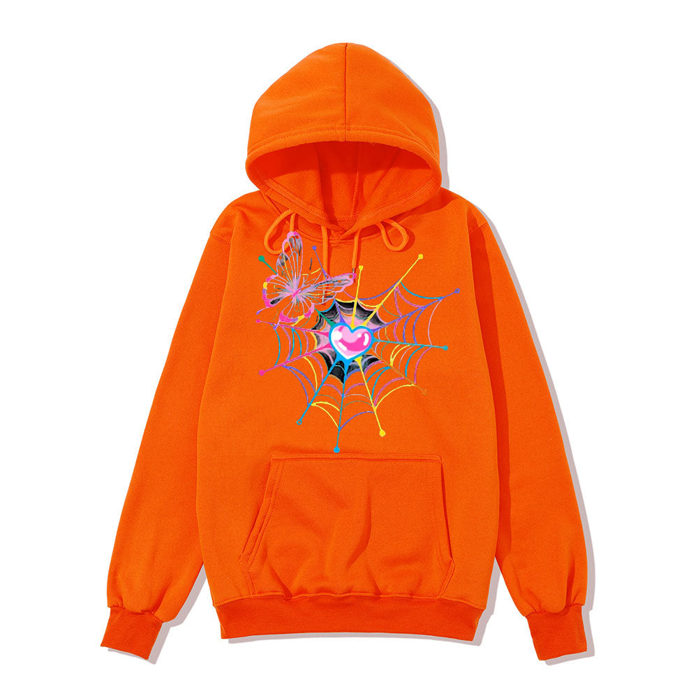 Women's hoodie sweatshirt with creative butterfly and spider web design Lisslune