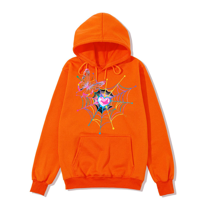 Women's hoodie sweatshirt with creative butterfly and spider web design Lisslune