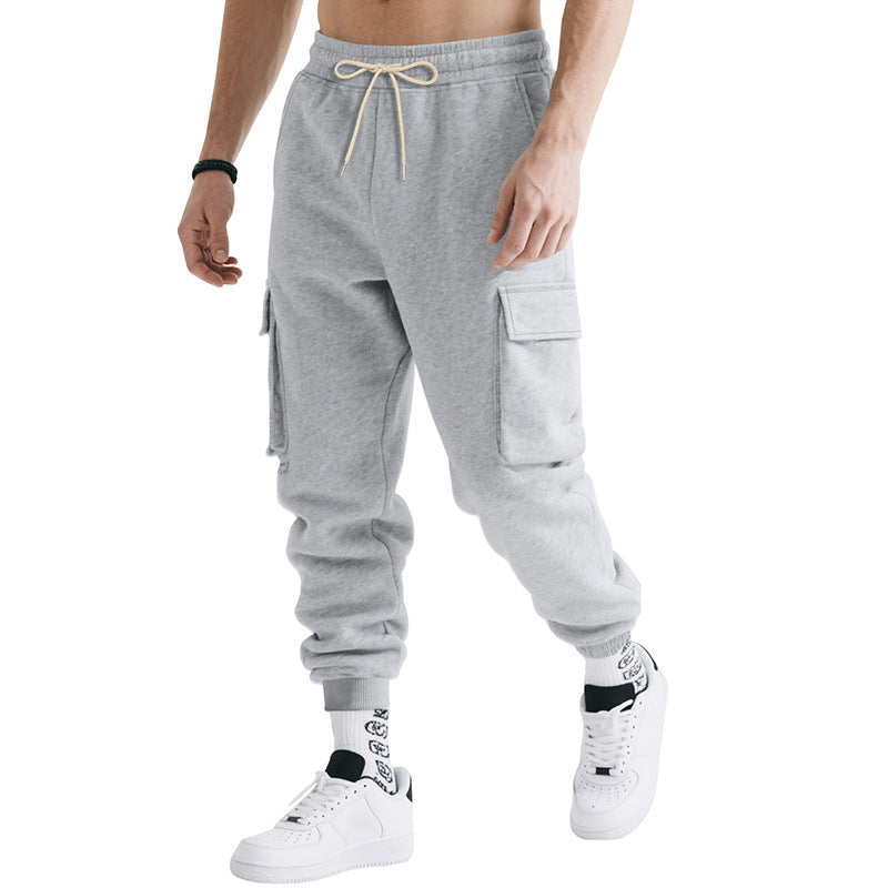 Men's Cargo Jogging Pants with Side Pockets and Elastic Waistband Lisslune