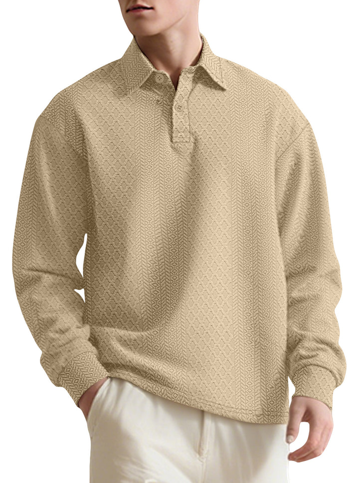 Men's fashionable long-sleeve shirt with textured surface and elegant button placket Lisslune