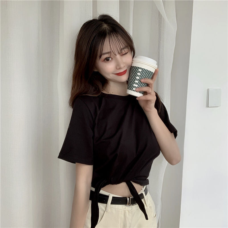 Women's short-sleeve knot top Lisslune