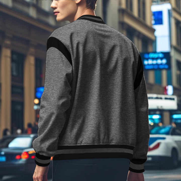 Men's Sporty Collegiate Jacket with Contrasting Sleeves and Button Details Lisslune